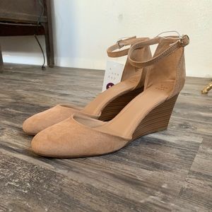 Nude suede heels
